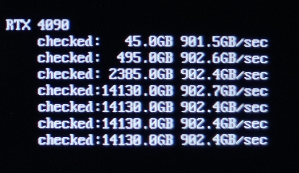 Memory bandwidth testing results