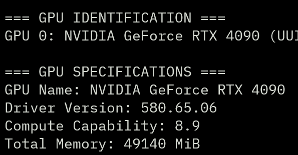 NVIDIA-SMI showing 48GB VRAM